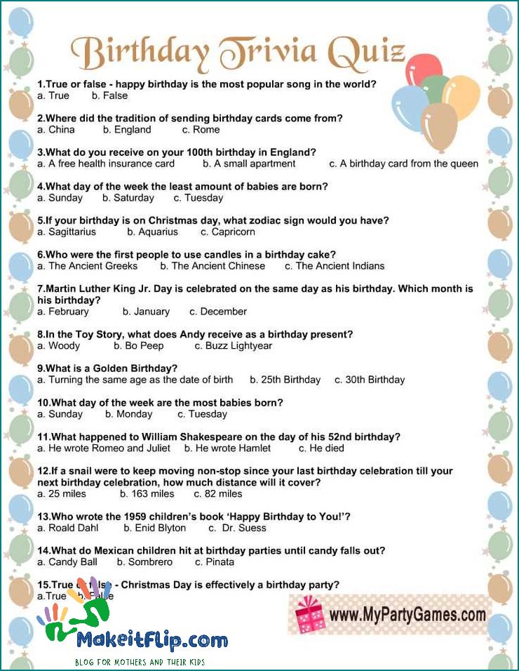 Birthday Trivia Questions Fun and Challenging Quizzes for Your Special Day
